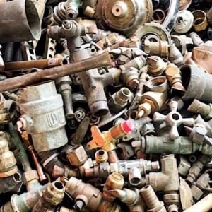 Yellow brass components collected for brass scrap recycling