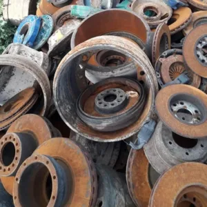 Cast iron scrap metal pieces prepared for recycling
