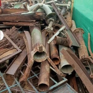Used cast iron pipes and fittings collected for recycling